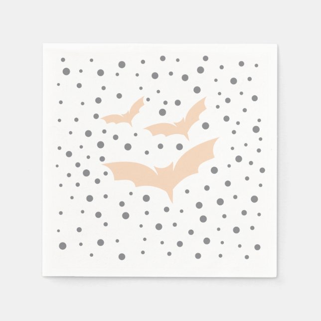 Festive Halloween Tableware - Black and Orange Bat Napkin (Front)