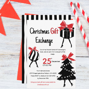 Festive Hand Drawn Christmas Gift Exchange Party Invitation
