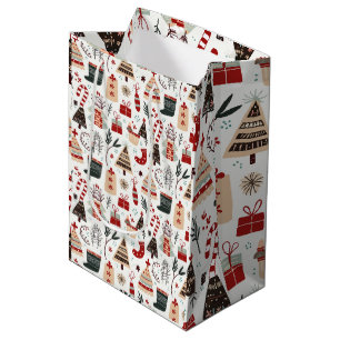 Festive Hand-Drawn Patterns Medium Gift Bag
