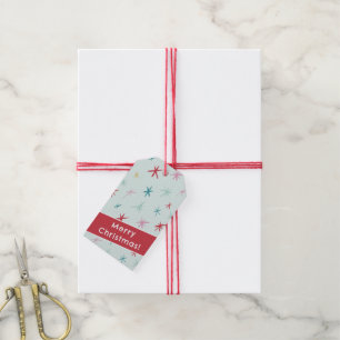 FESTIVE hand drawn star sparkle modern colourful Gift Tags