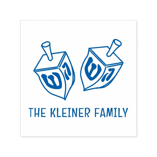 Festive Hanukkah Dreidels Family Name Self-inking Stamp (Design)