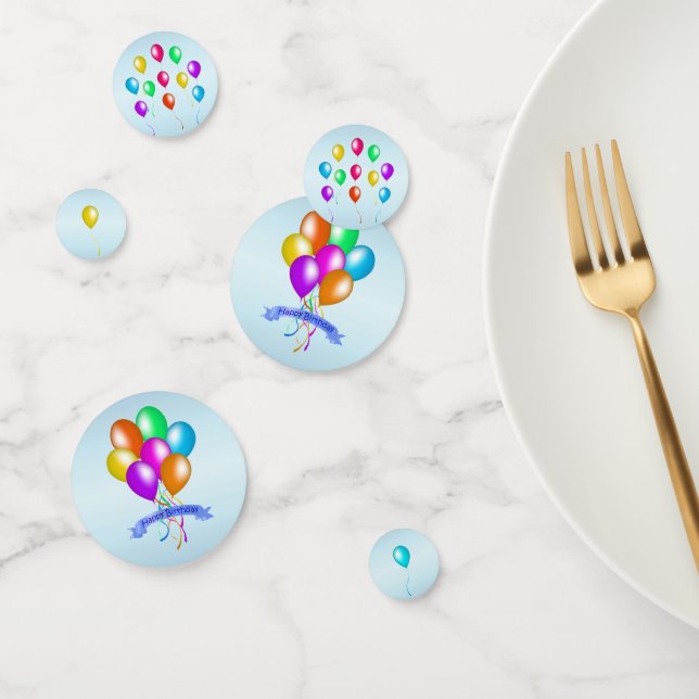 Festive Happy Birthday Balloons Multiple Colours Confetti (Group)