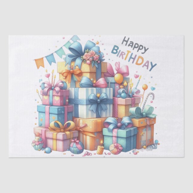Festive Happy Birthday For All Ages  Tissue Paper (Front)