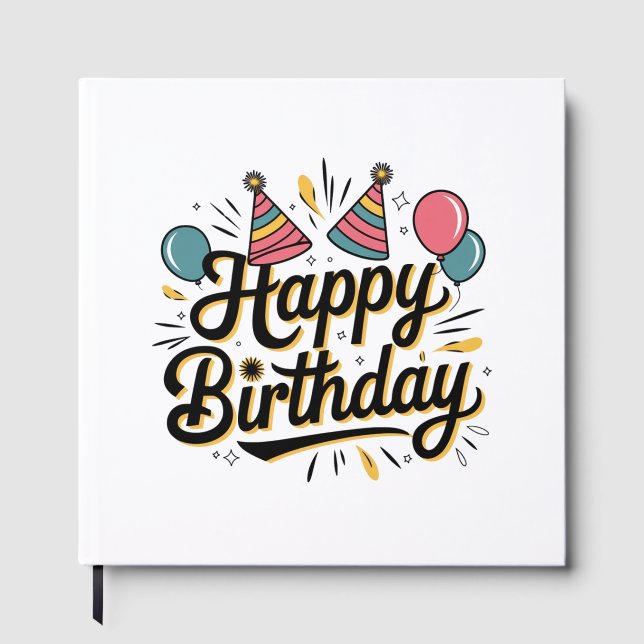 Festive Happy Birthday Guest Book (Front)