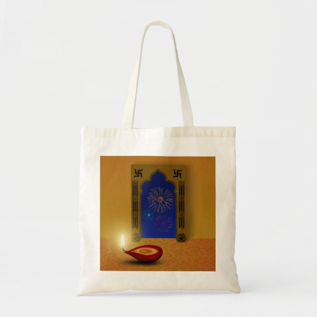 Festive Happy Diwali Fireworks - Budget Tote Bag (Front)