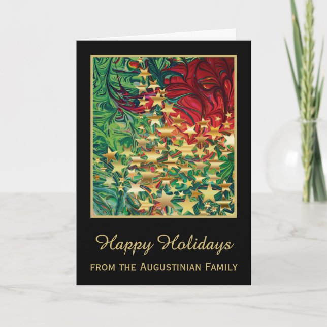 Festive HAPPY HOLIDAYS Abstract Christmas Holiday Card (Front)