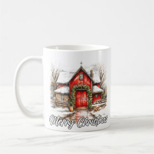 Festive Happy Holidays Country House Coffee Mug