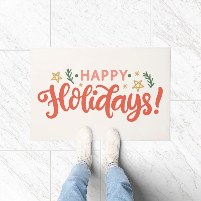 Festive Happy Holidays Design Doormat (Indoor)