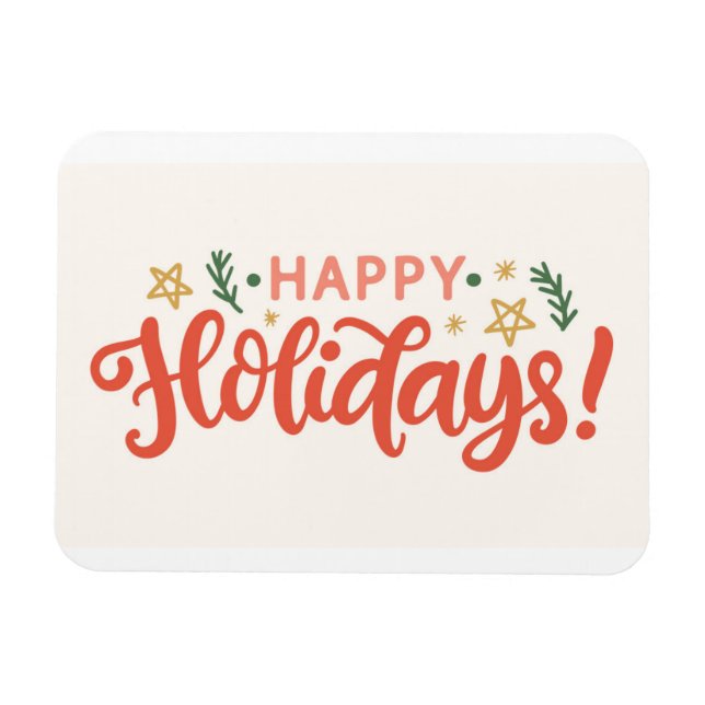 Festive Happy Holidays Design Magnet (Horizontal)