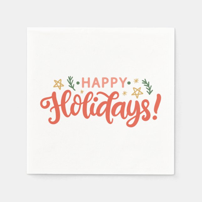 Festive Happy Holidays Design Napkin (Front)