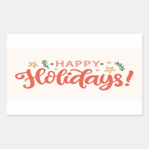 Festive Happy Holidays Design Rectangular Sticker