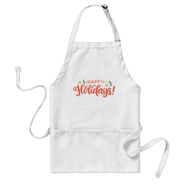 Festive Happy Holidays Design Standard Apron (Front)