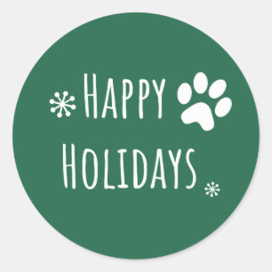 Festive Happy Holidays Paw Aroma Home Christmas Classic Round Sticker