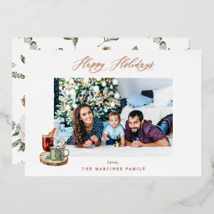 Festive Happy Holidays Photo - White Floral