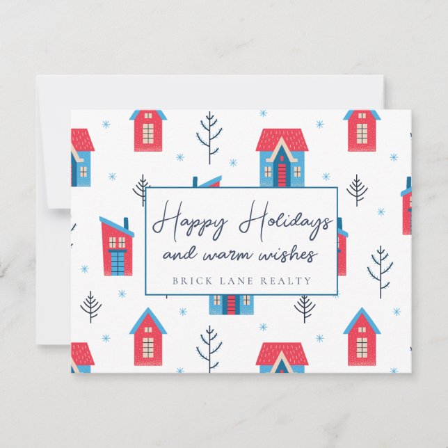 Festive Happy Holidays Realty  Holiday Card (Front)