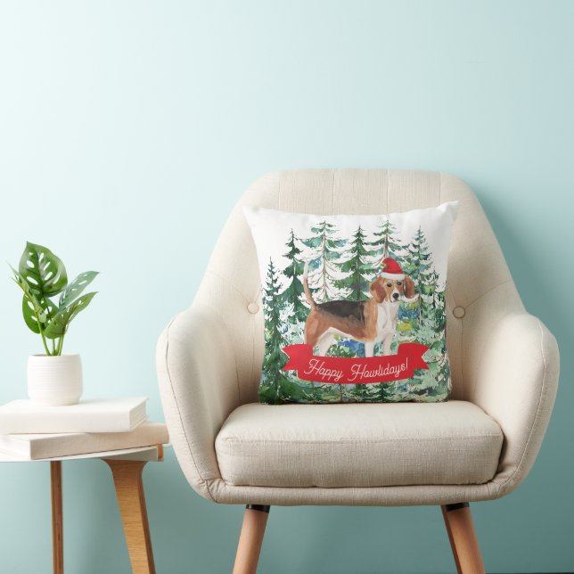 Festive Happy Howlidays Beagle Dog Cushion (Chair)