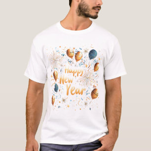 Festive Happy New Year Balloon Celebration Design T-Shirt