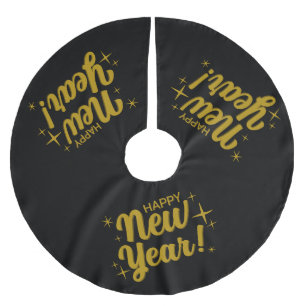 Festive Happy New Year Brushed Polyester Tree Skirt