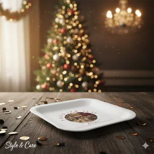 Festive Happy New Year Custom Photo Text Party Paper Plate
