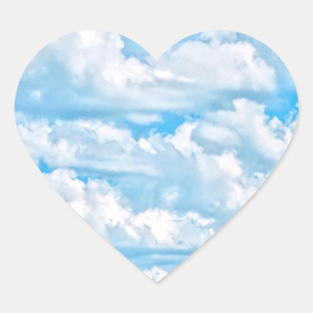 Festive Happy Sunny Clouds Background Heart Sticker (Front)