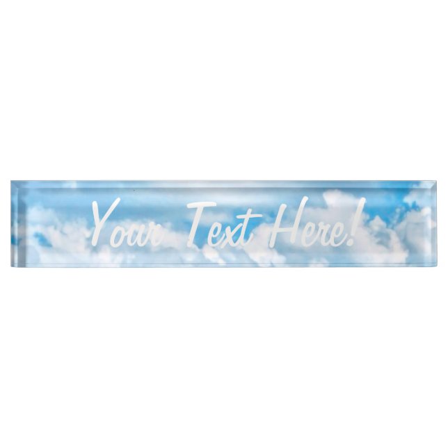 Festive Happy Sunny Clouds Background Nameplate (Front)