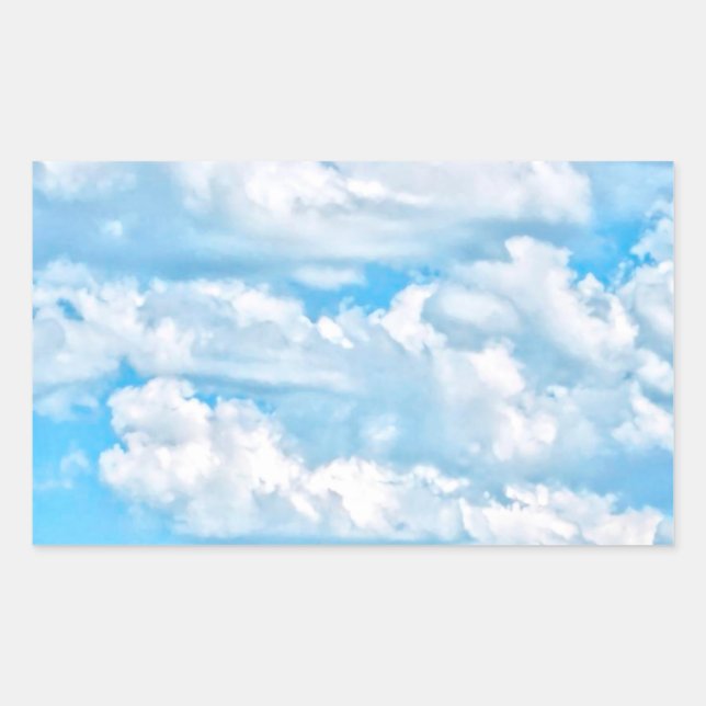 Festive Happy Sunny Clouds Background Rectangular Sticker (Front)