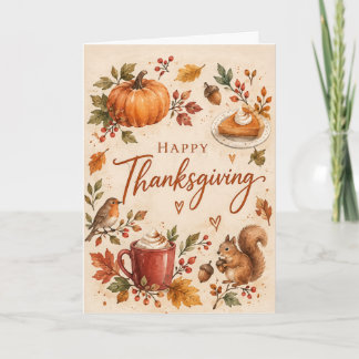 Festive Happy Thanksgiving Holiday Greeting Card