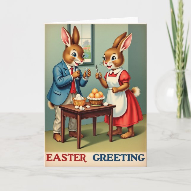 Festive Hare Holiday Egg Card (Front)