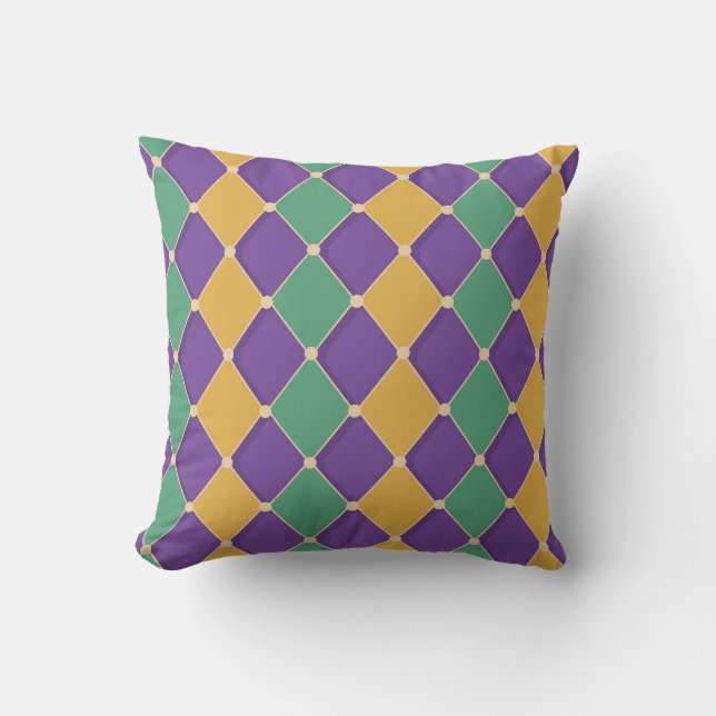 Festive Harlequin Diamond Pattern Cushion (Front)