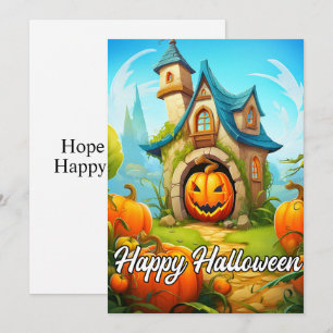 Festive Haunted House   Happy Halloween Holiday Card
