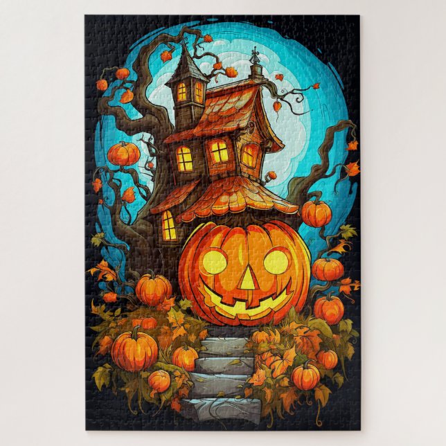 Festive Haunted Treehouse | Happy Halloween Jigsaw Puzzle (Vertical)