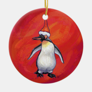 Festive Heads and Tails Penguin Ceramic Tree Decoration