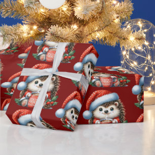 Festive Hedgehog, Cute Holiday, Christmas Wrapping Paper