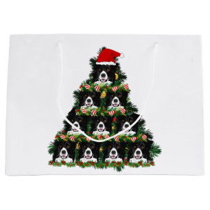 Festive Herding Dog Christmas Tree Large Gift Bag