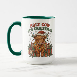 Festive Highland Cow Christmas Celebration Mug