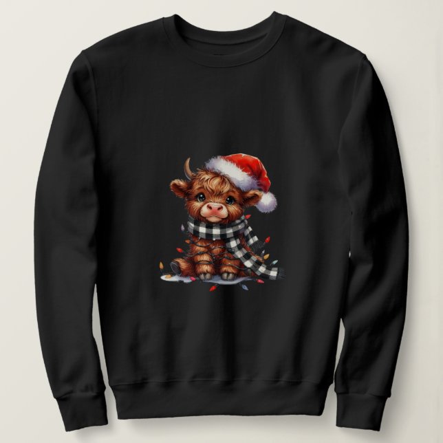 Festive Highland Cow Illustration Sweatshirt (Design Front)