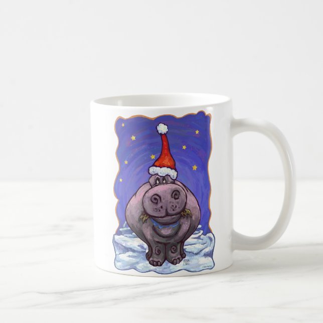 Festive Hippo Holiday Coffee Mug (Right)
