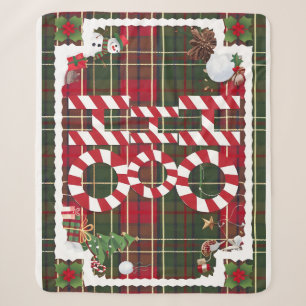 Festive "HO HO HO" Christmas Fleece & Sherpa Blank Blanket