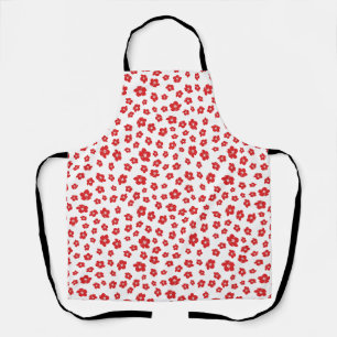 Festive Holiay Christmas Red Hibiscus Flowers Flor Apron