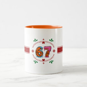 Festive Holiday 67 Basketball Ice Cream Drip  Two-Tone Coffee Mug