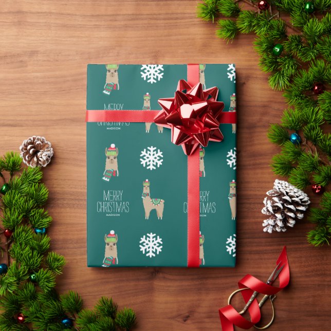 Festive Holiday Alpaca Custom Christmas Wrapping Paper (Holiday Gift)