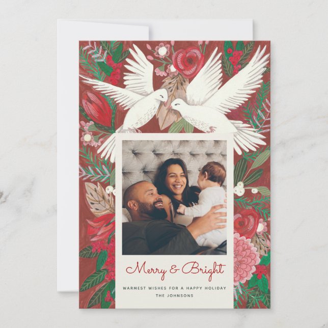 Festive holiday birds red photo (Front)