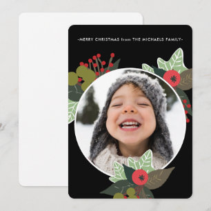 Festive Holiday Botanical Circle Photo Christmas