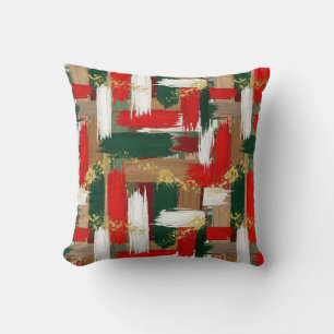 Festive holiday brush plaid  cushion