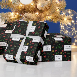 Festive Holiday Business Company Logo Branded Wrapping Paper