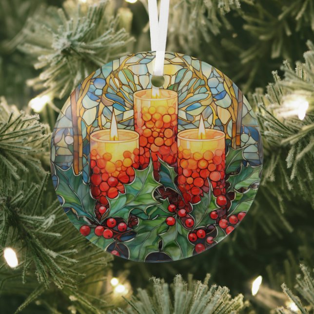 Festive holiday candles glass tree decoration (Insitu)