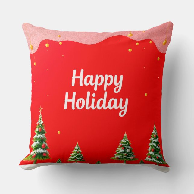 Festive Holiday Celebration with Christmas Trees Cushion (Front)