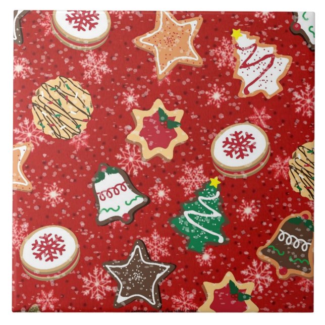 Festive Holiday Chistmas Cookies Print Tile (Front)