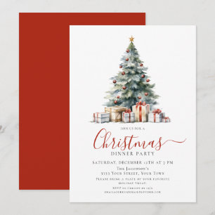 Festive Holiday Christmas Dinner Party Invitation