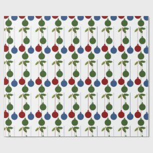 Festive Holiday Christmas Ornaments Background Wrapping Paper